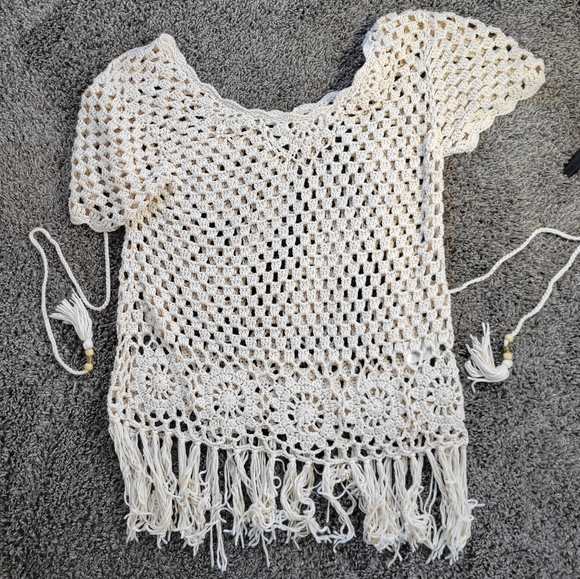 Blu Pepper Crochet Sweater Cream Woman's Size Medium - Picture 1 of 7